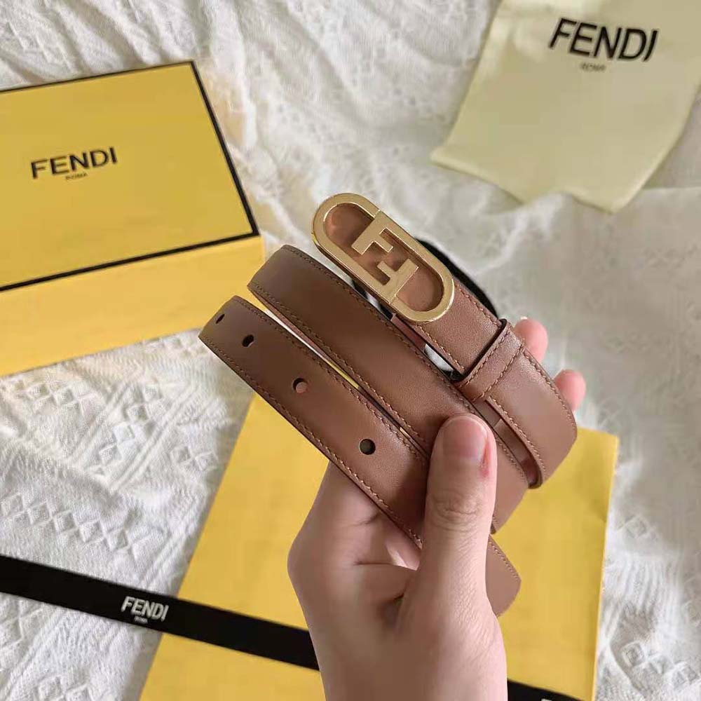 Fendi Women Narrow Belt with Loop and Fendi OLock Stud Buckle - image 5