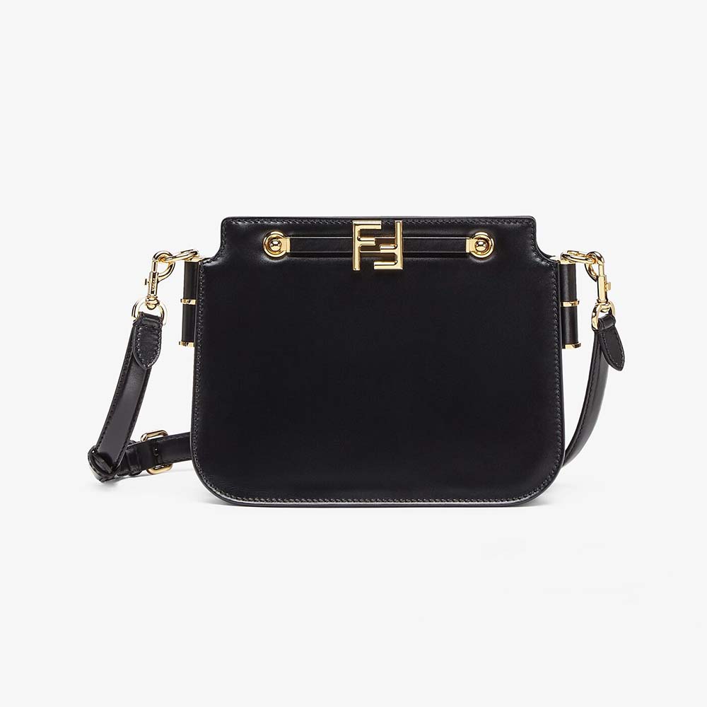 Fendi Women Touch Leather Bag with A Metal FF Clasp-Black - image 1