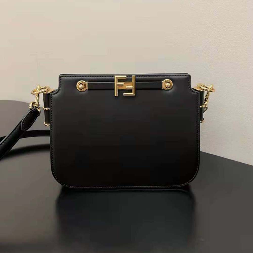 Fendi Women Touch Leather Bag with A Metal FF Clasp-Black - image 2
