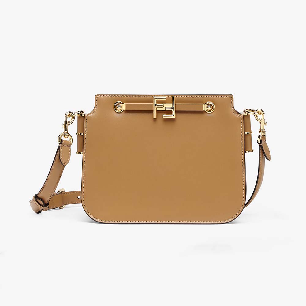 Fendi Women Touch Leather Bag with A Metal FF Clasp-Brown - image 1