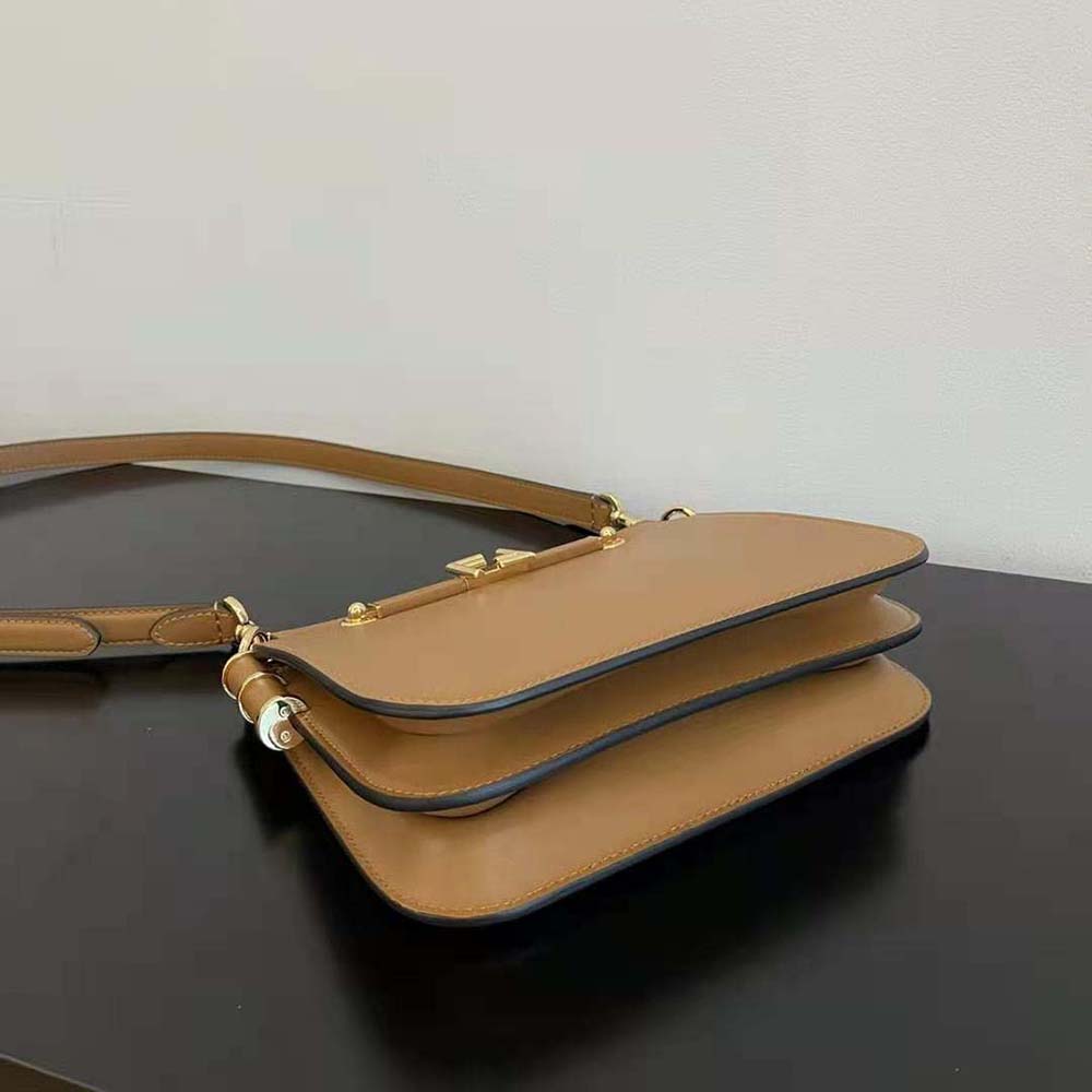 Fendi Women Touch Leather Bag with A Metal FF Clasp-Brown - image 5
