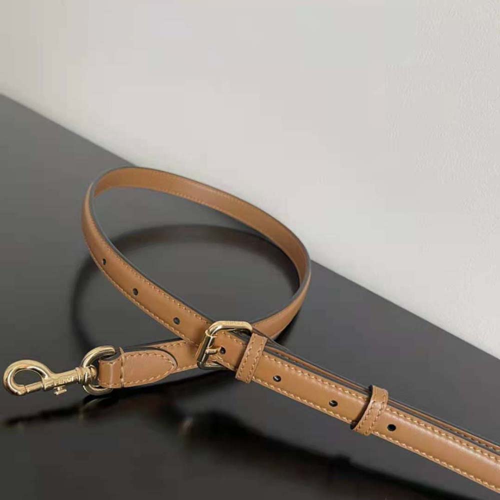 Fendi Women Touch Leather Bag with A Metal FF Clasp-Brown - image 8
