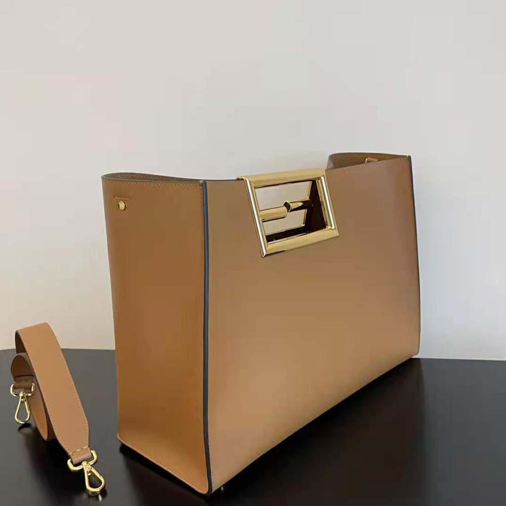 Fendi Women Way Medium Made of Camellia-Colored Leather Bag-Brown - image 4