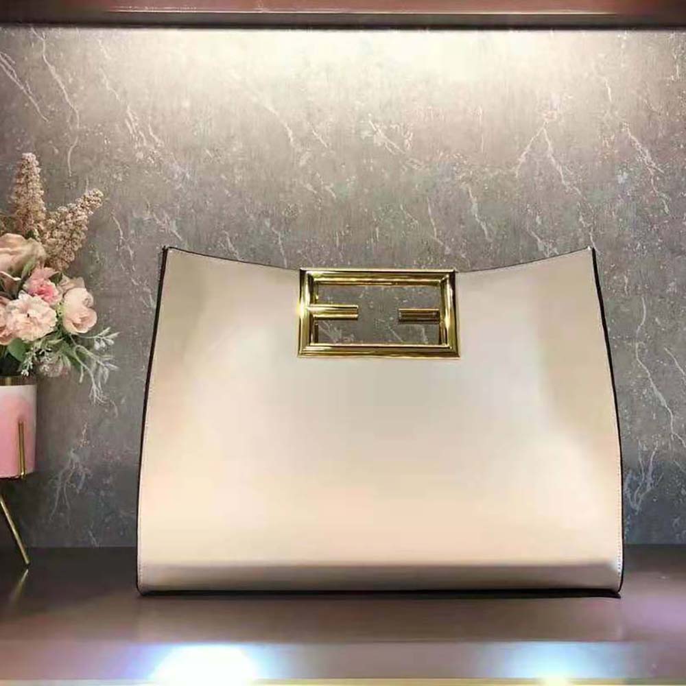 Fendi Women Way Medium Made of Camellia-Colored Leather Bag-White - image 3