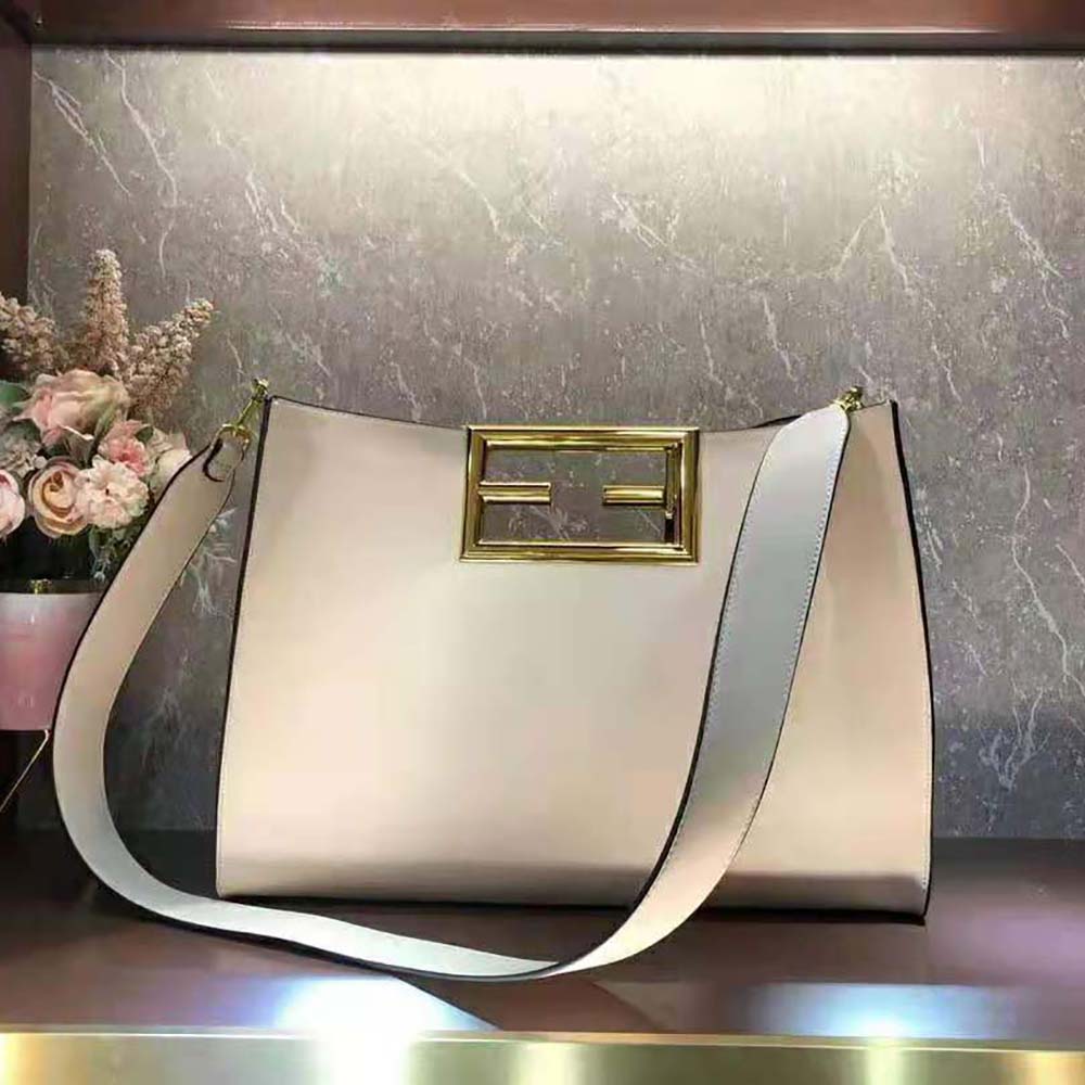 Fendi Women Way Medium Made of Camellia-Colored Leather Bag-White - image 2