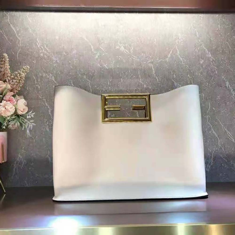 Fendi Women Way Medium Made of Camellia-Colored Leather Bag-White - image 4