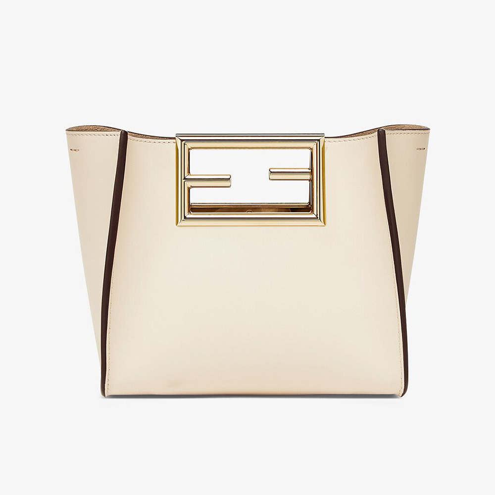 Front view of Fendi Women Way Small Made of Camellia-Colored Leather Bag-White