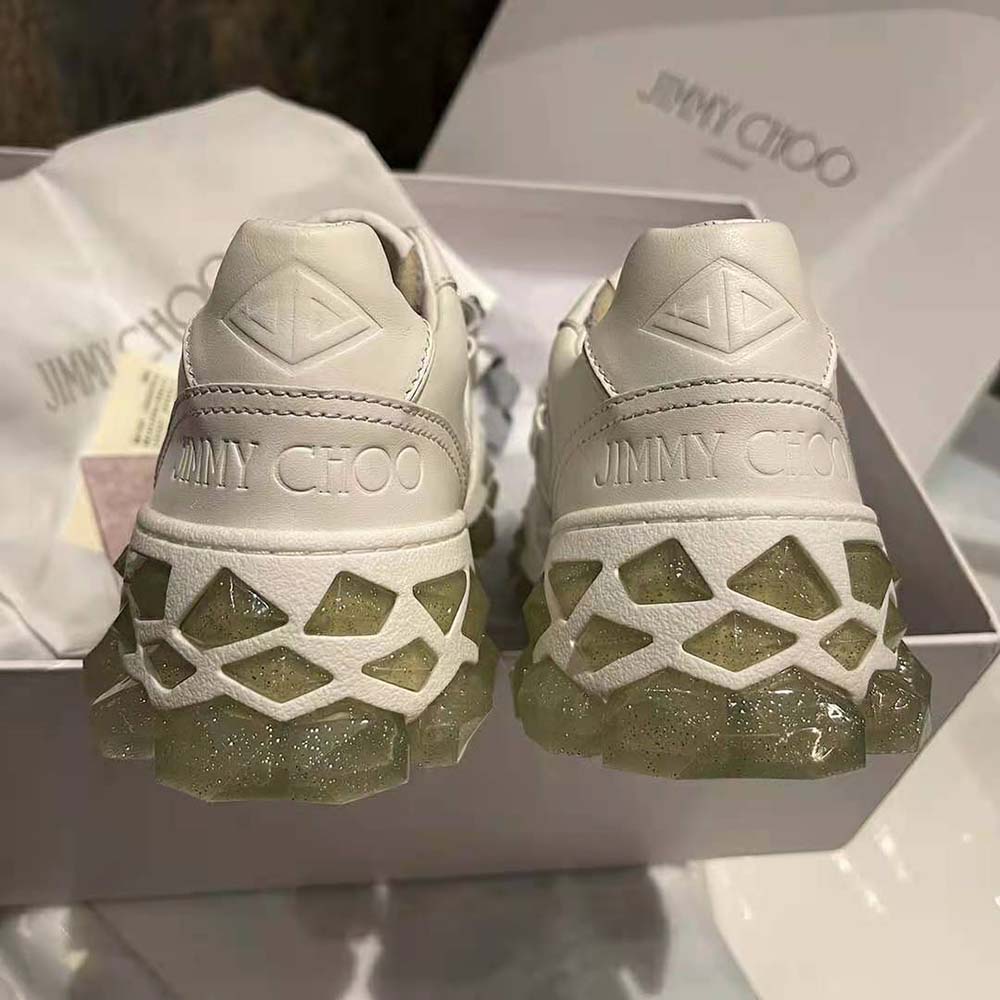 Jimmy Choo Women Diamond X Strap/F White Calf Leather Low Top Trainers with Crystal Strap - image 10