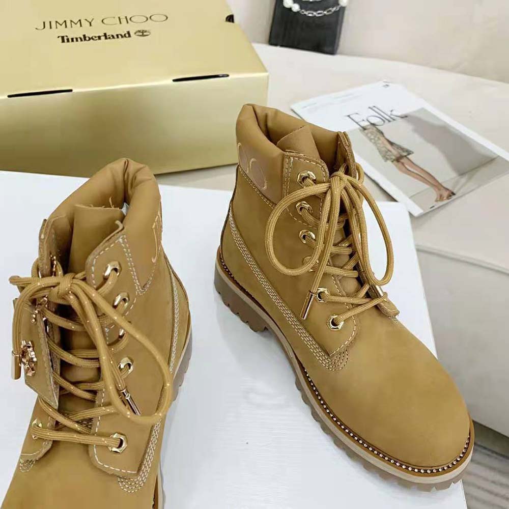 Jimmy Choo Women JC X Timberland/F Wheat Nubuck Leather Boots with Gold Glitter - image 5