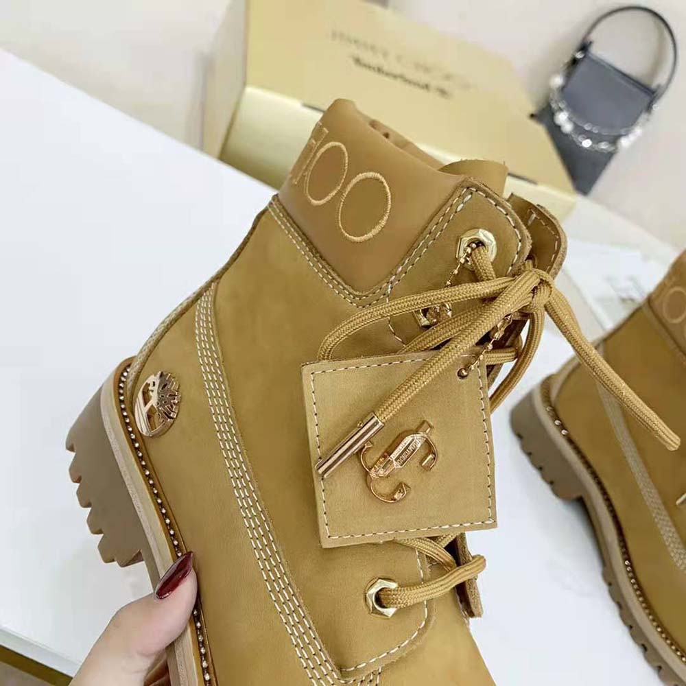 Jimmy Choo Women JC X Timberland/F Wheat Nubuck Leather Boots with Gold Glitter - image 7