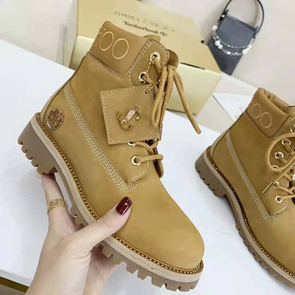 Jimmy Choo Women JC X Timberland/F Wheat Nubuck Leather Boots with Gold Glitter - image 4