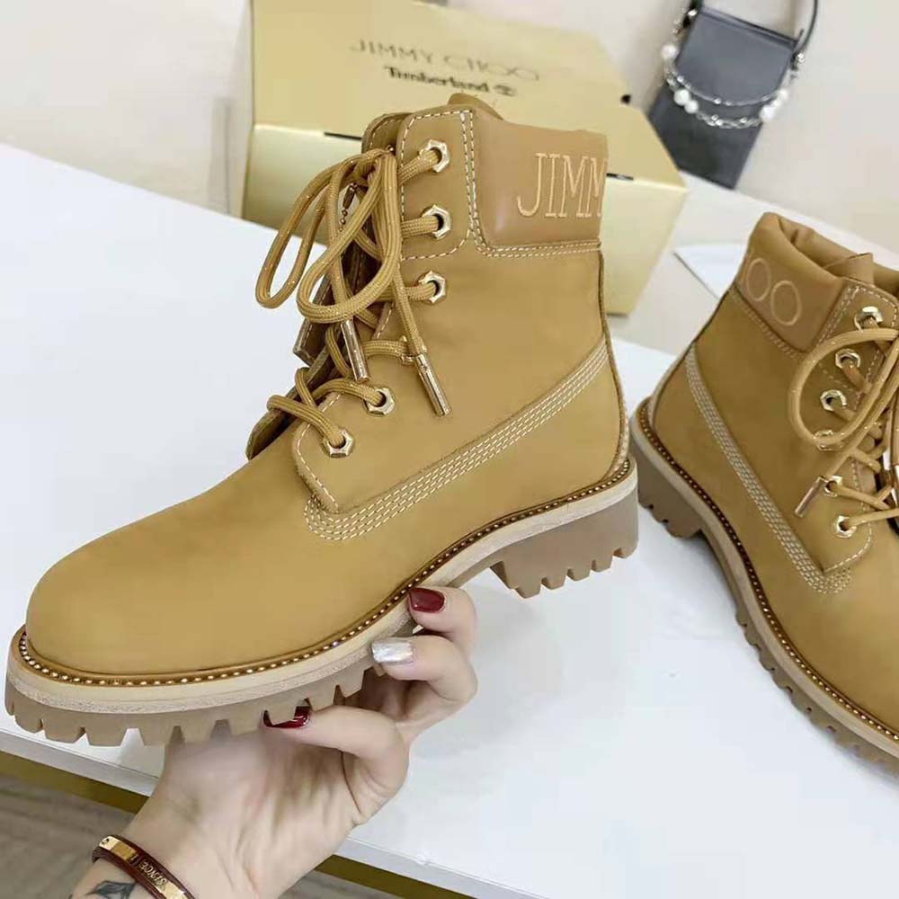Jimmy Choo Women JC X Timberland/F Wheat Nubuck Leather Boots with Gold Glitter - image 6