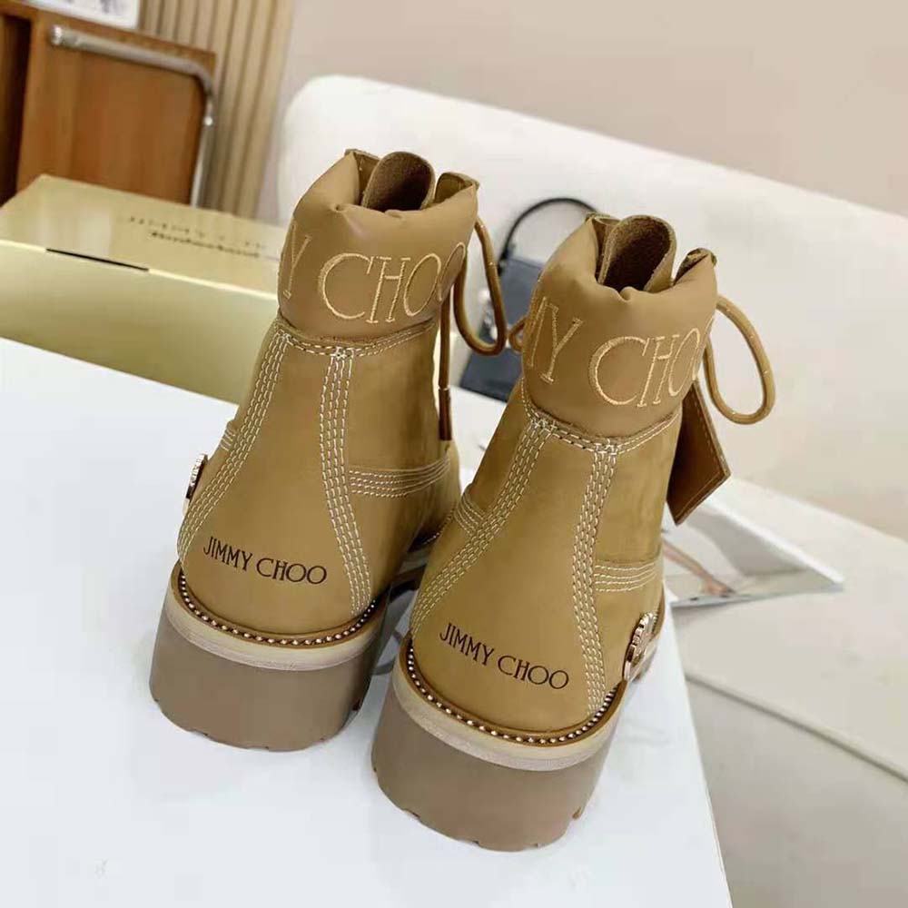 Jimmy Choo Women JC X Timberland/F Wheat Nubuck Leather Boots with Gold Glitter - image 10
