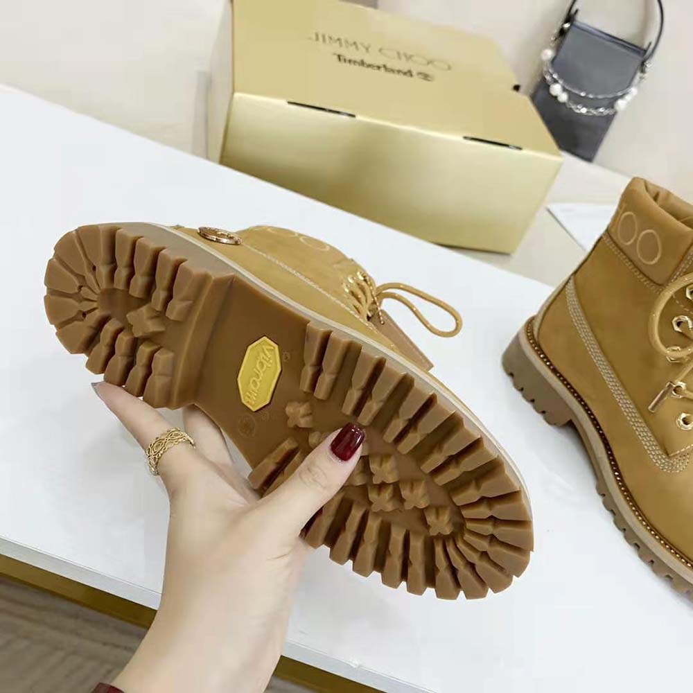 Jimmy Choo Women JC X Timberland/F Wheat Nubuck Leather Boots with Gold Glitter - image 9