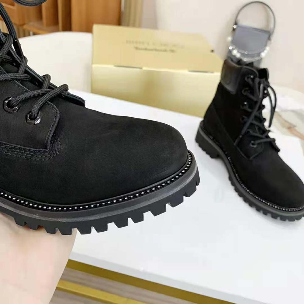 Jimmy Choo Women JC X Timberland/M Black Nubuck Leather Boots with Gunmetal Glitter - image 8