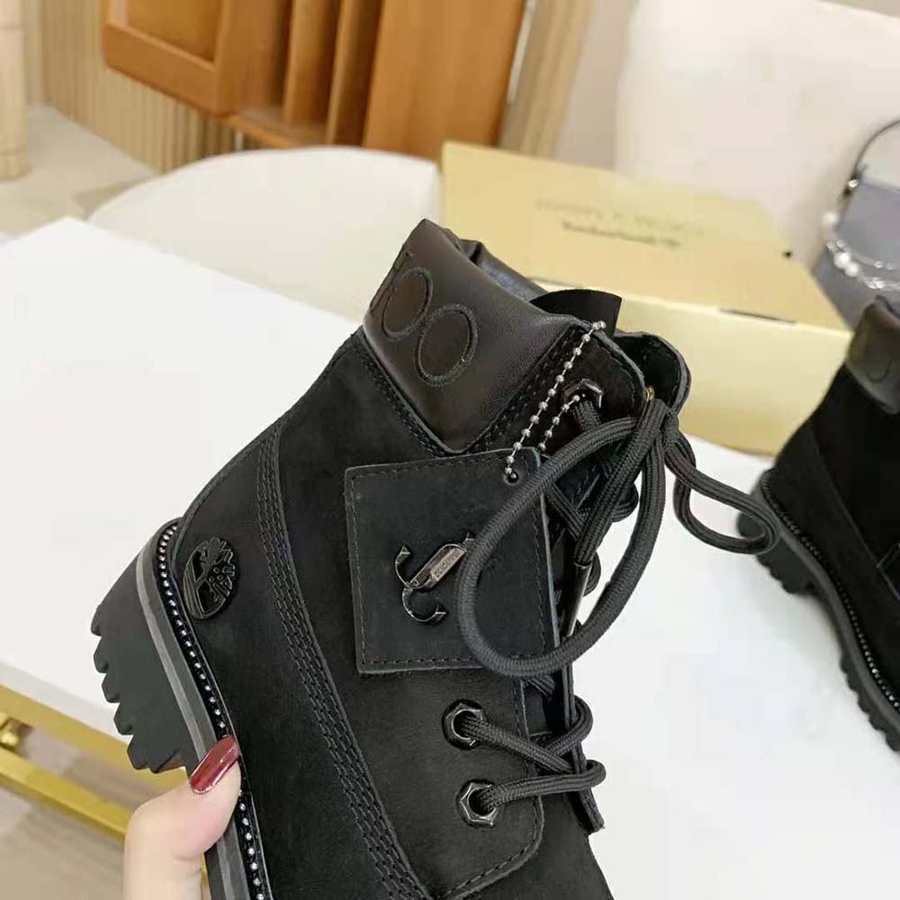 Jimmy Choo Women JC X Timberland/M Black Nubuck Leather Boots with Gunmetal Glitter - image 9