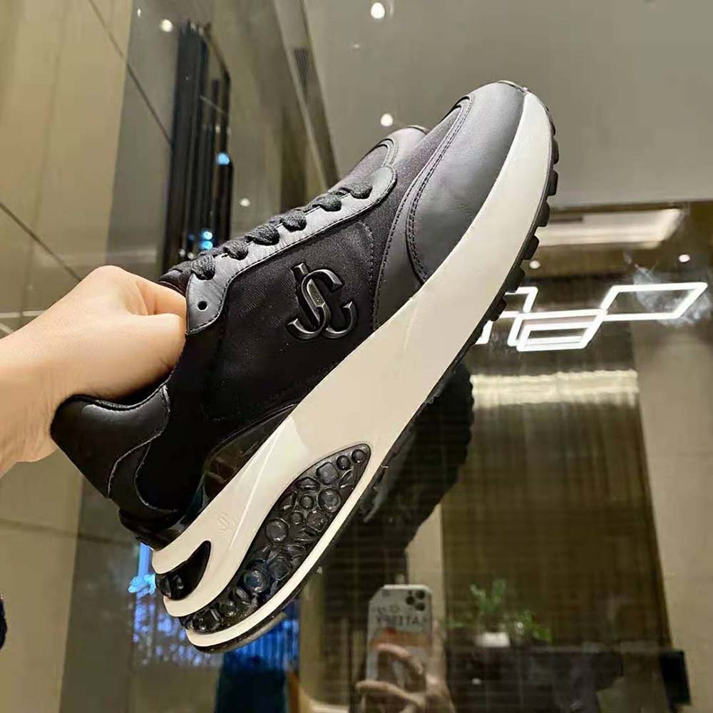 Jimmy Choo Women Memphis Lace UP/M Black Neoprene and Leather Low-Top Trainers - image 9
