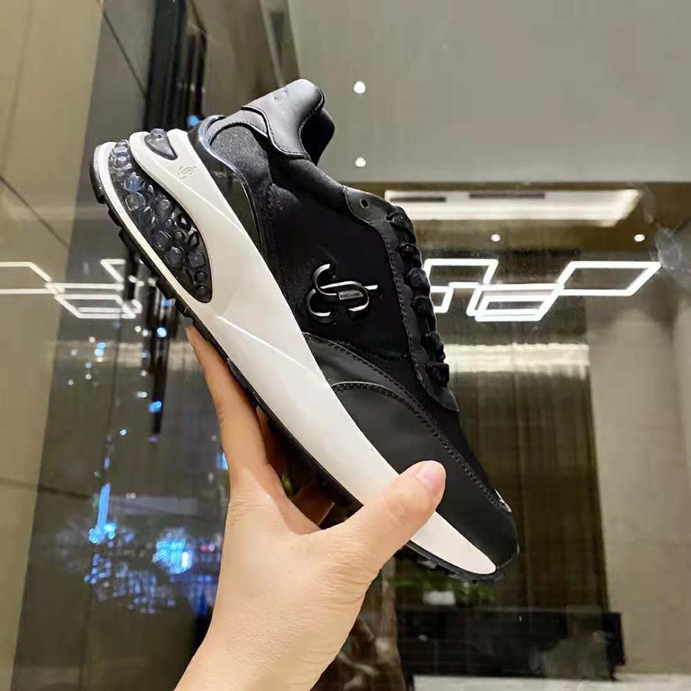 Jimmy Choo Women Memphis Lace UP/M Black Neoprene and Leather Low-Top Trainers - image 6