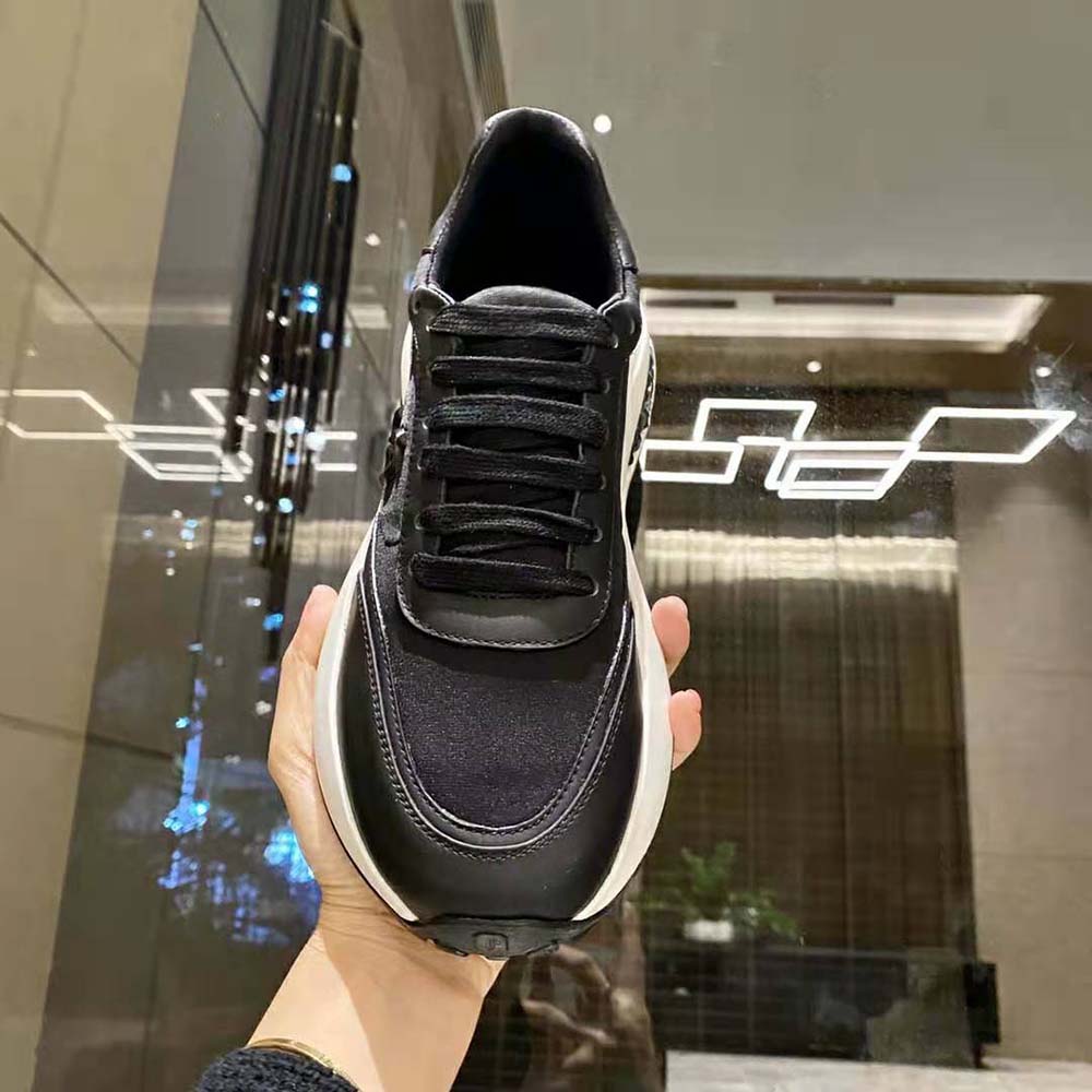 Jimmy Choo Women Memphis Lace UP/M Black Neoprene and Leather Low-Top Trainers - image 7