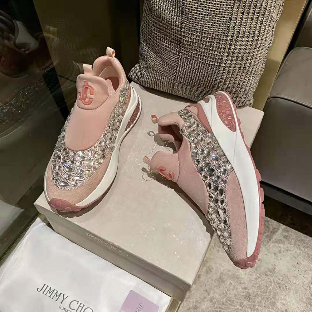 Jimmy Choo Women Memphis/F Ballet Pink Mix Neoprene and Leather Low Top Trainers - image 4