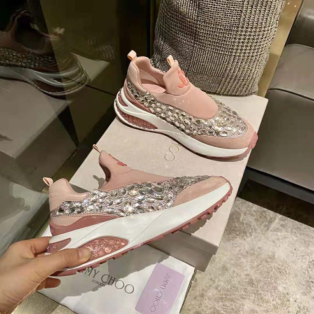 Jimmy Choo Women Memphis/F Ballet Pink Mix Neoprene and Leather Low Top Trainers - image 5
