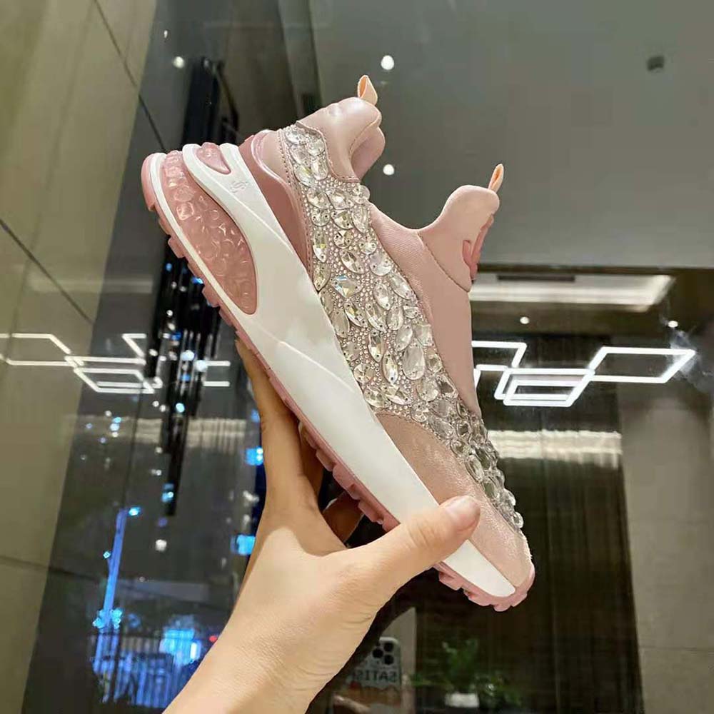 Jimmy Choo Women Memphis/F Ballet Pink Mix Neoprene and Leather Low Top Trainers - image 7