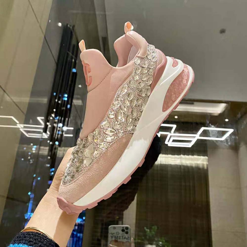 Jimmy Choo Women Memphis/F Ballet Pink Mix Neoprene and Leather Low Top Trainers - image 6