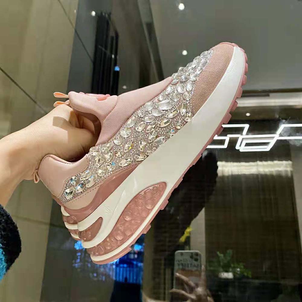 Jimmy Choo Women Memphis/F Ballet Pink Mix Neoprene and Leather Low Top Trainers - image 8