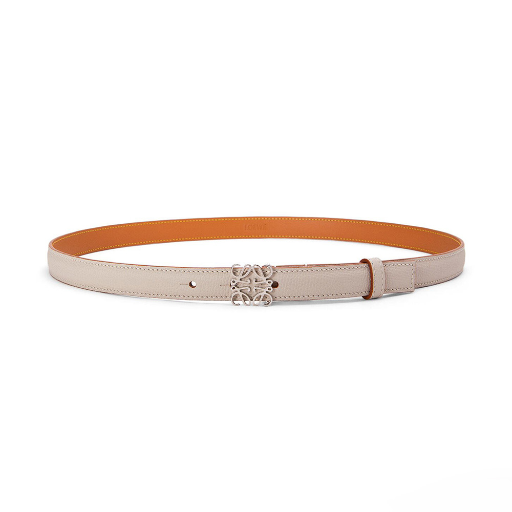 Front view of Loewe Women Anagram Belt in beige pebble grain calfskin