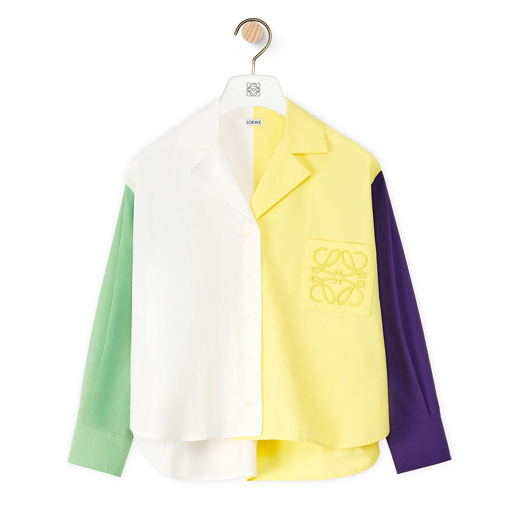Front view of Loewe Women Anagram Pyjama Blouse in Cotton yellow