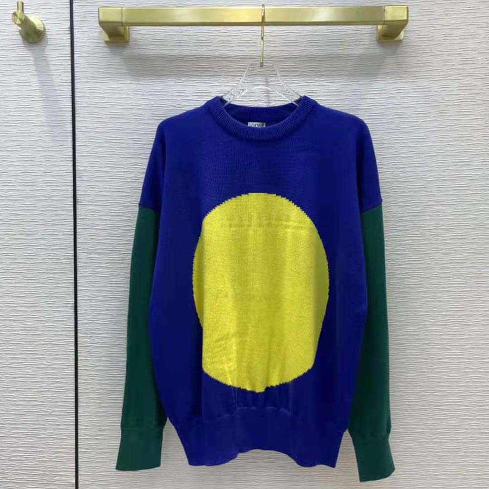 Close-up detail of intarsia circle pattern on Loewe Women Circle Intarsia Sweater
