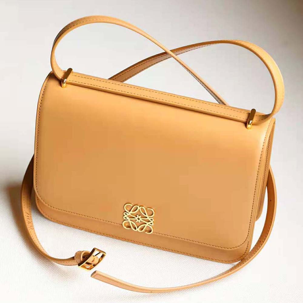 Side profile showing adjustable strap of Loewe Women Goya Bag