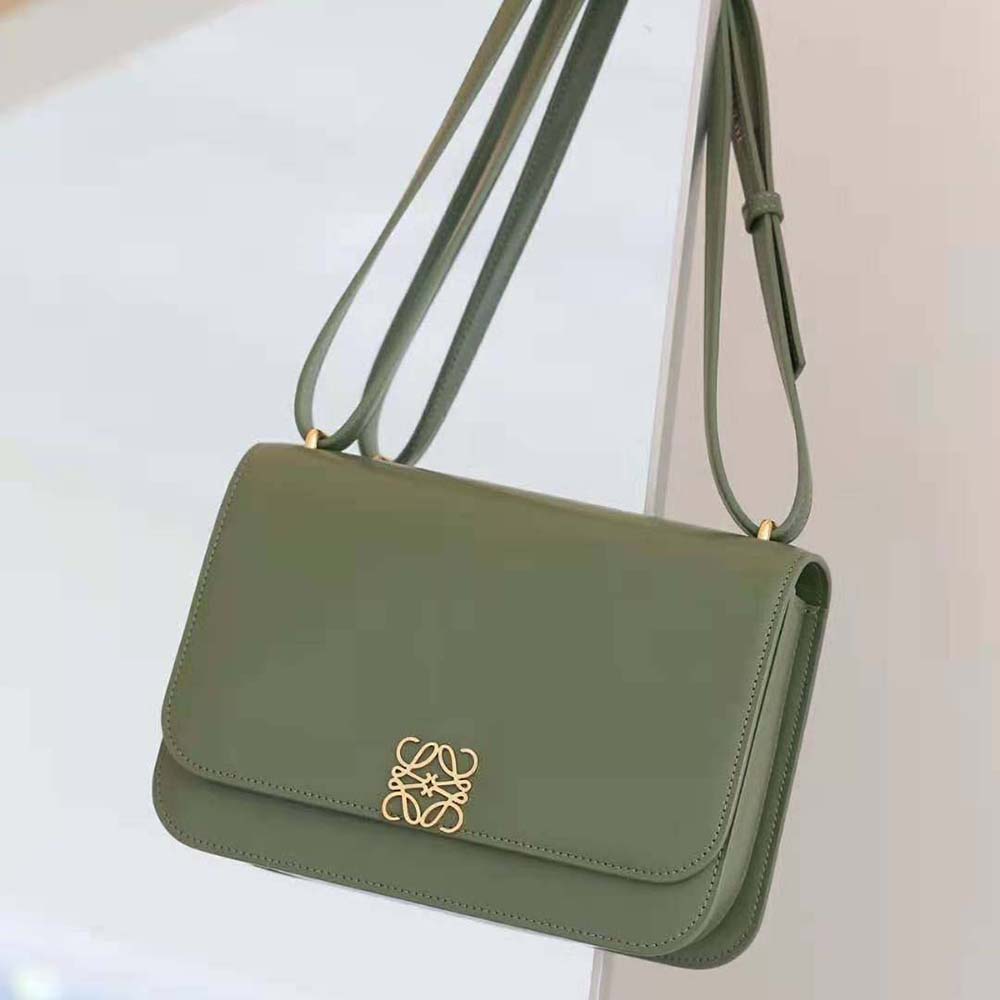 Close-up of gold-tone hardware on Loewe Women Goya Bag