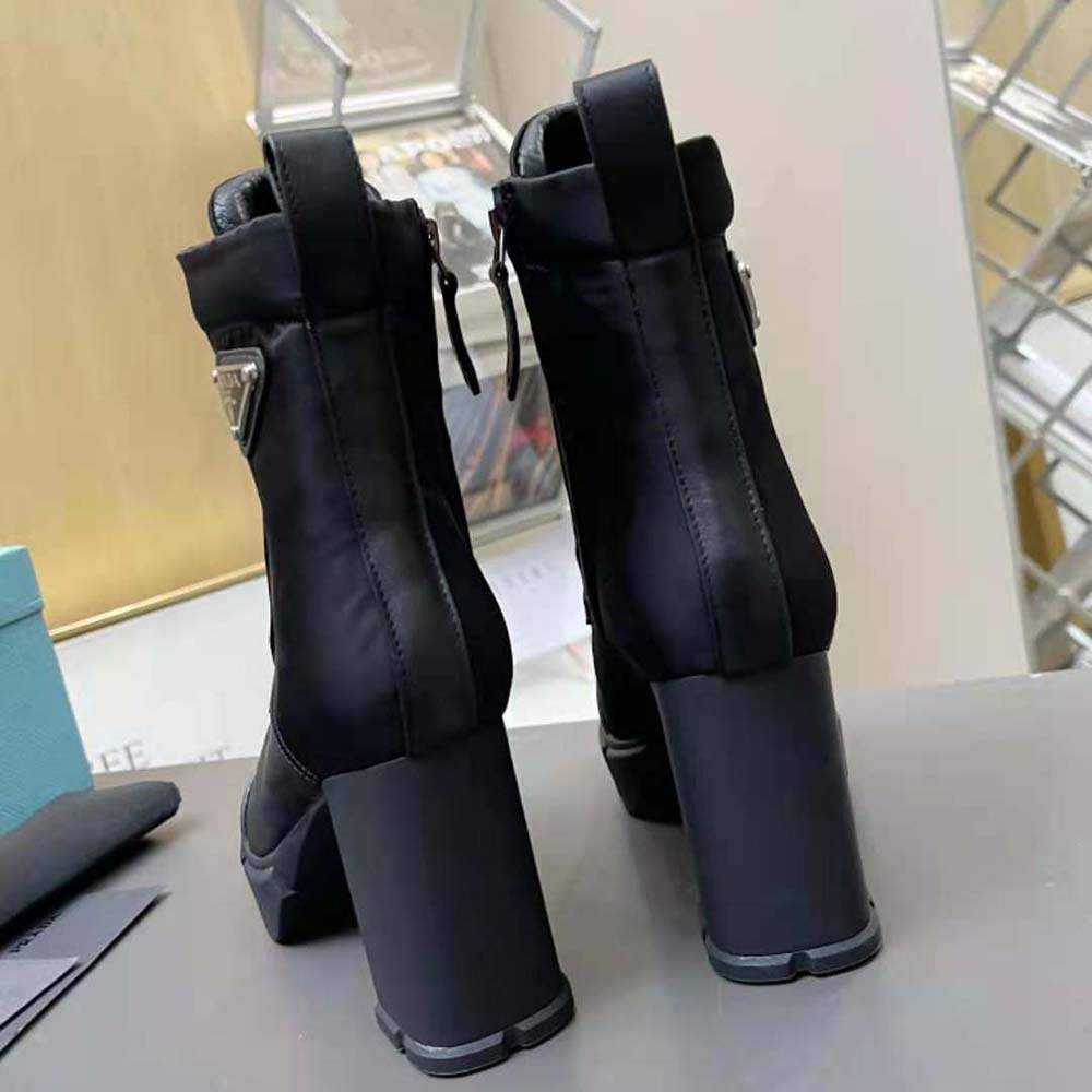 Prada Women Brushed Leather and Nylon Booties-Black - image 5