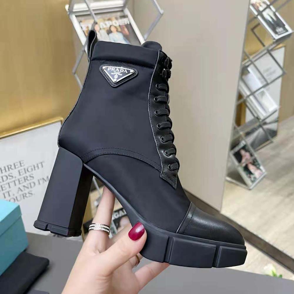 Prada Women Brushed Leather and Nylon Booties-Black - image 6