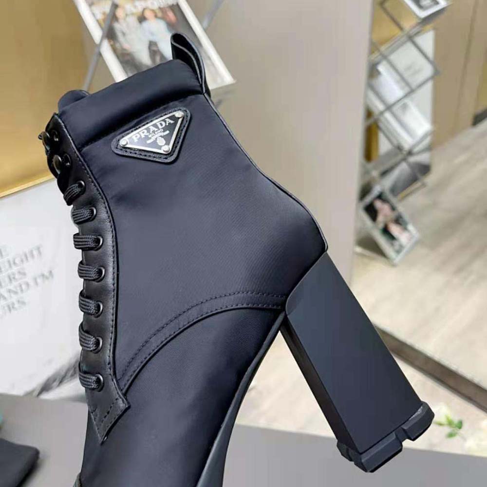 Prada Women Brushed Leather and Nylon Booties-Black - image 8