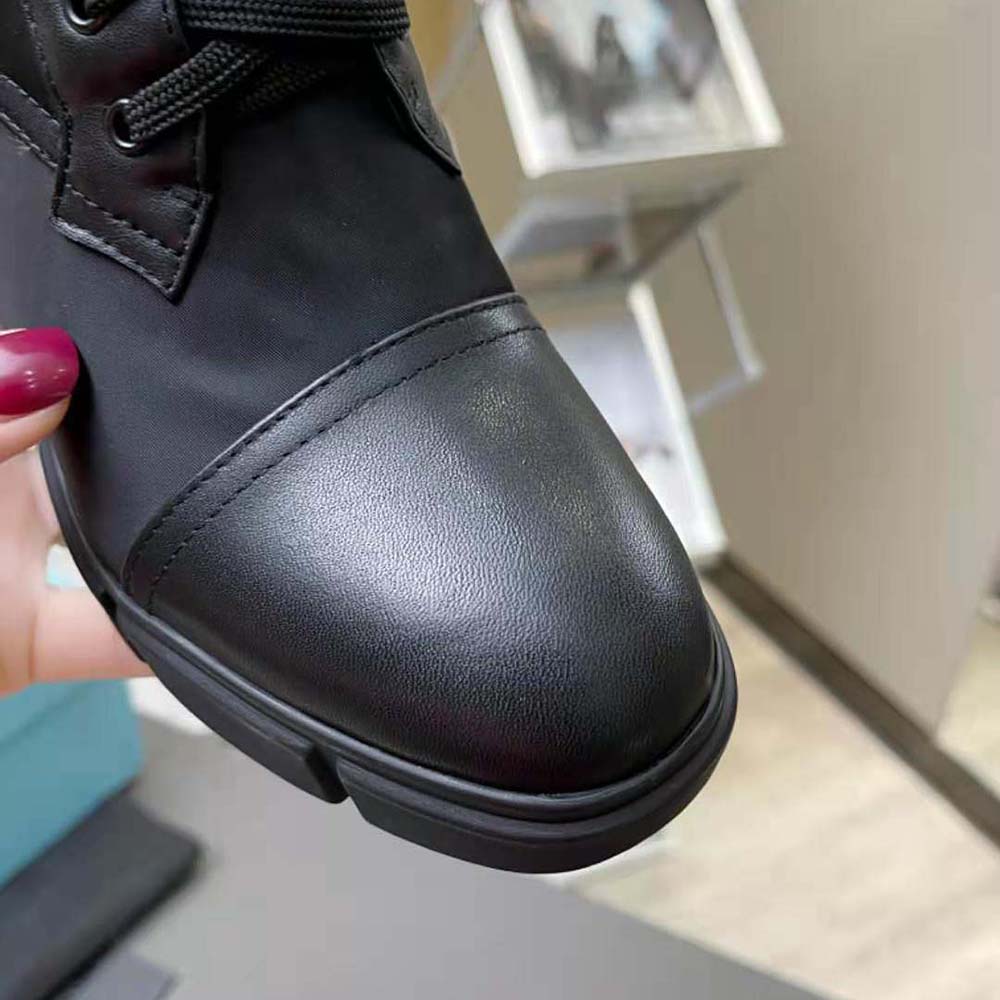 Prada Women Brushed Leather and Nylon Booties-Black - image 9