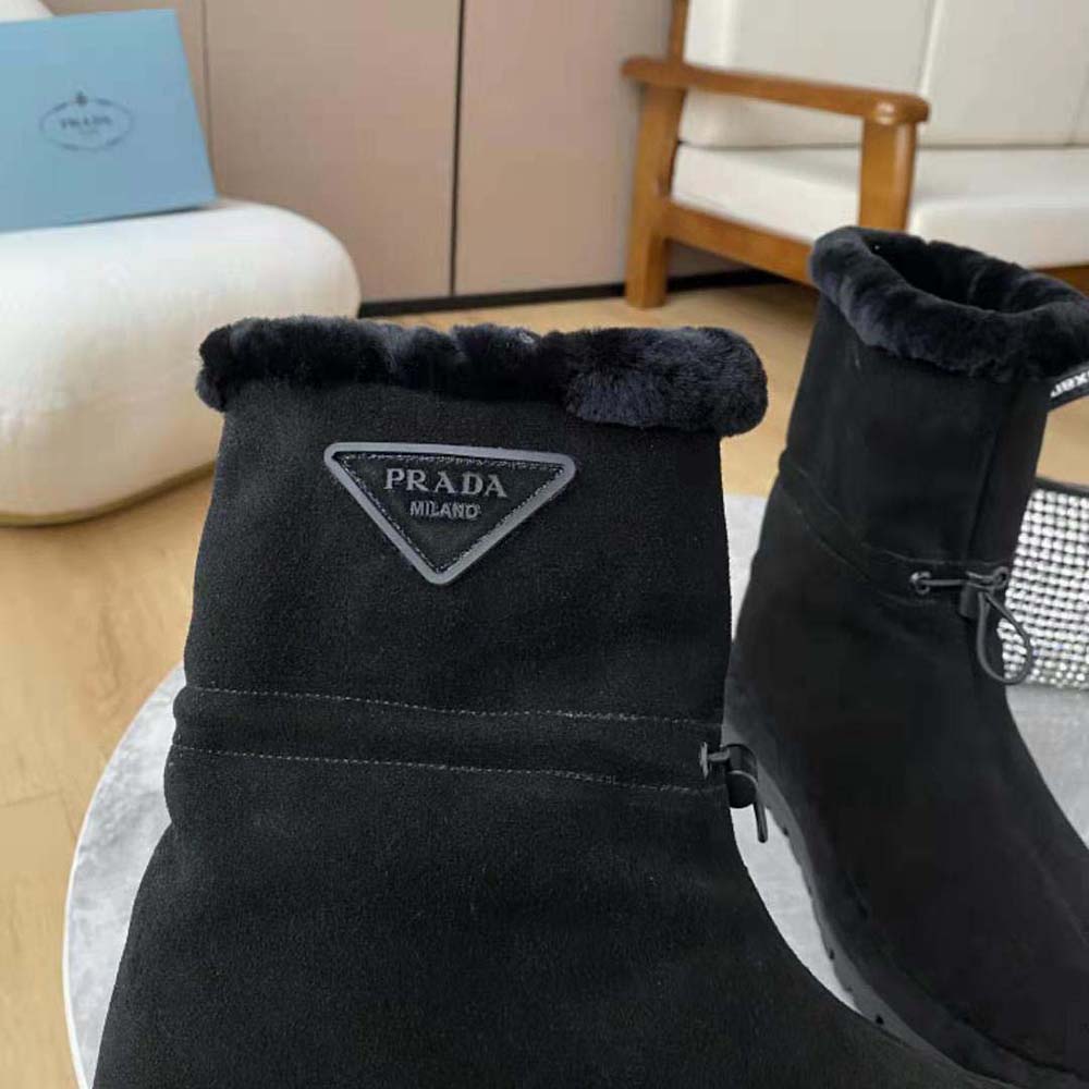 Prada Women Classic Snow Boot Shearling Booties-Black - image 6