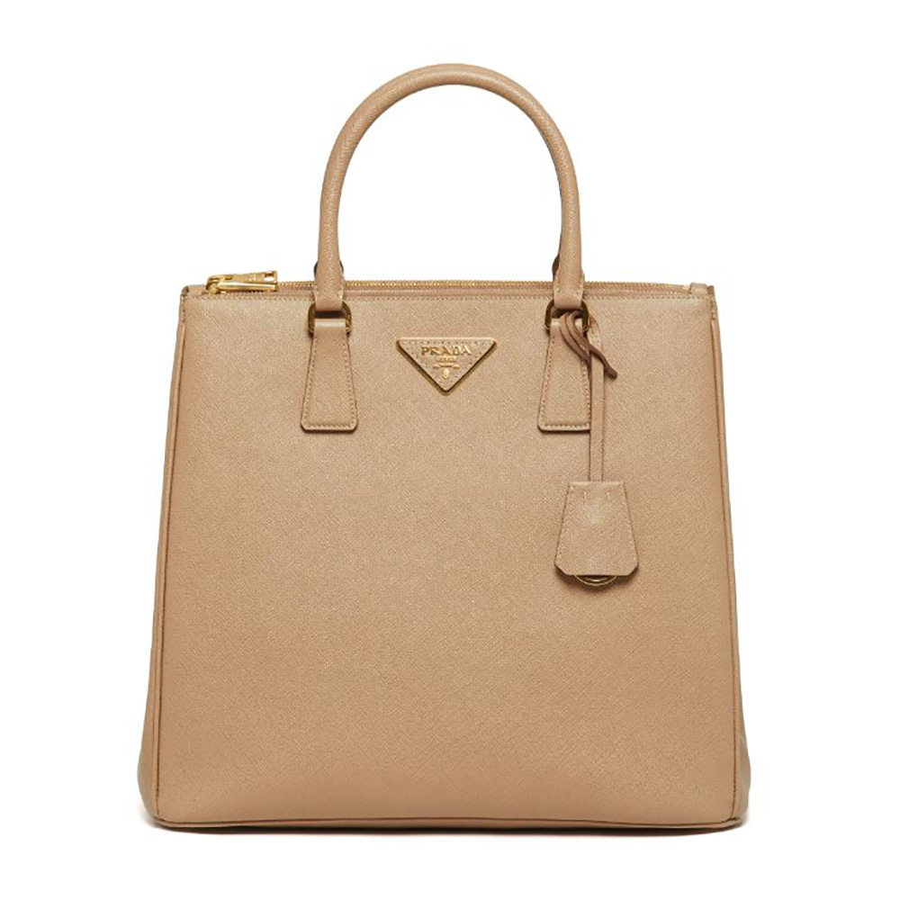 Front view of Prada Women Medium Prada Galleria Saffiano Leather Bag-Sandy
