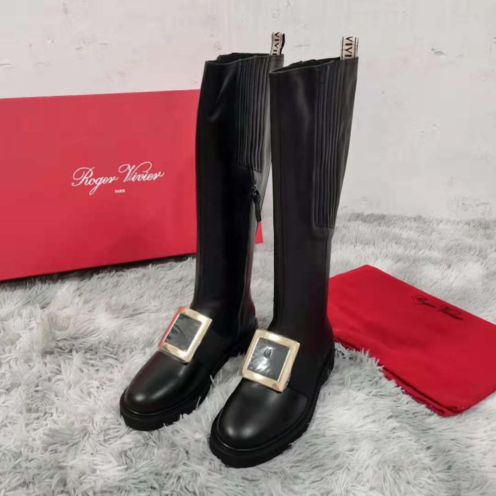 Roger Vivier Women Rangers Metal Buckle Boots in Leather-Black - image 4