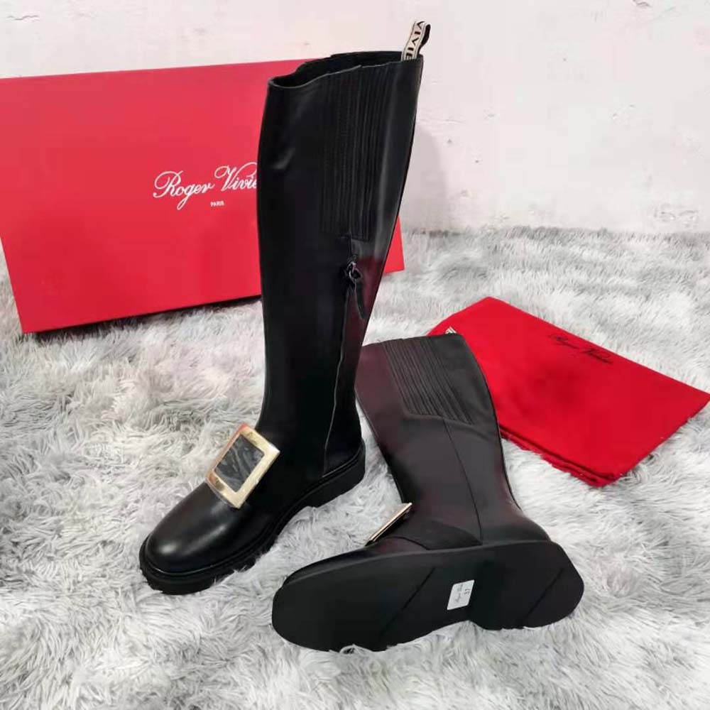 Roger Vivier Women Rangers Metal Buckle Boots in Leather-Black - image 5