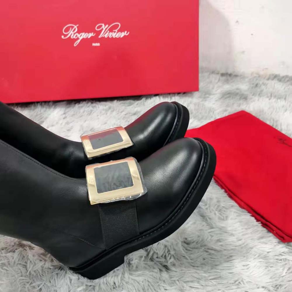 Roger Vivier Women Rangers Metal Buckle Boots in Leather-Black - image 7