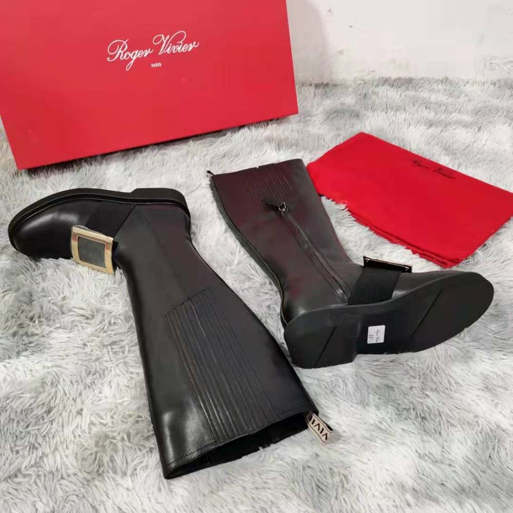Roger Vivier Women Rangers Metal Buckle Boots in Leather-Black - image 6