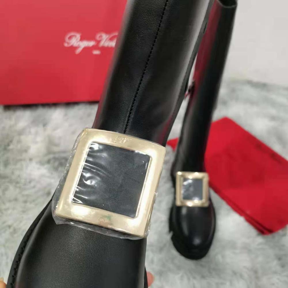 Roger Vivier Women Rangers Metal Buckle Boots in Leather-Black - image 8