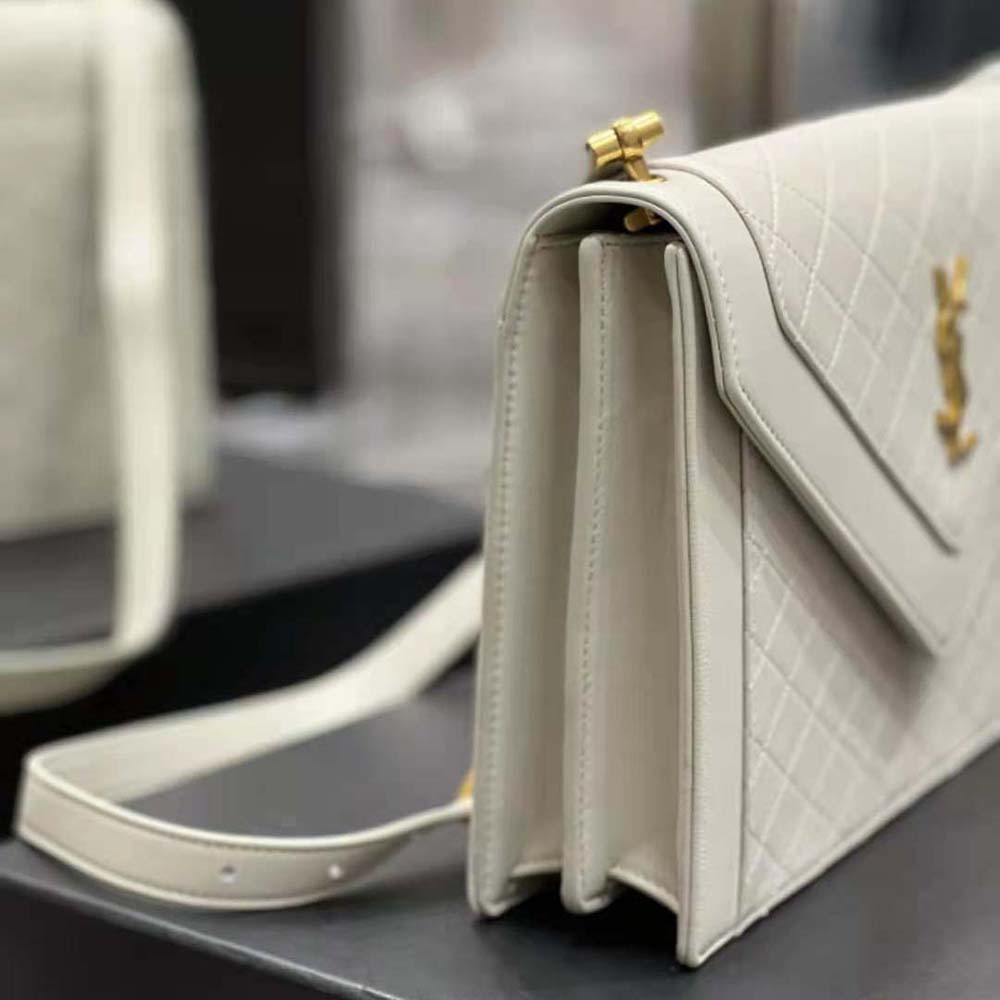 Saint Laurent YSL Women Gaby Satchel in Quilted Lambskin-White - image 7