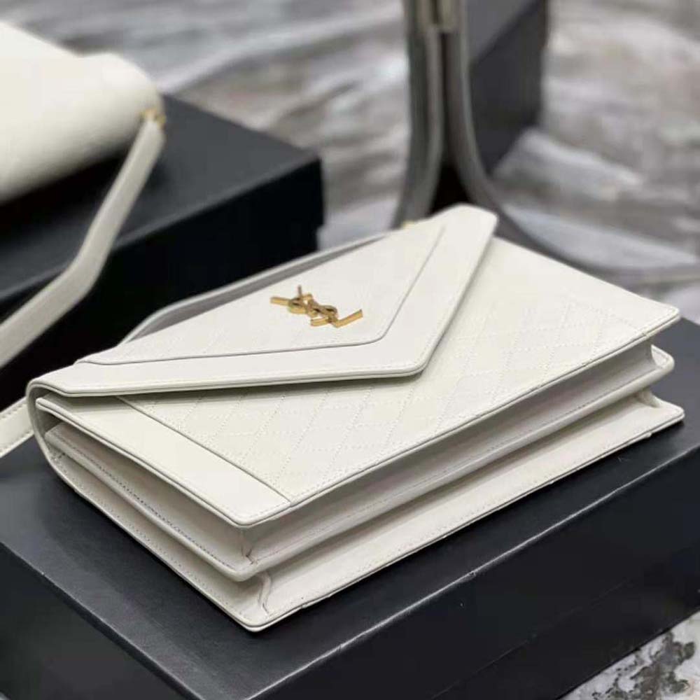 Saint Laurent YSL Women Gaby Satchel in Quilted Lambskin-White - image 5