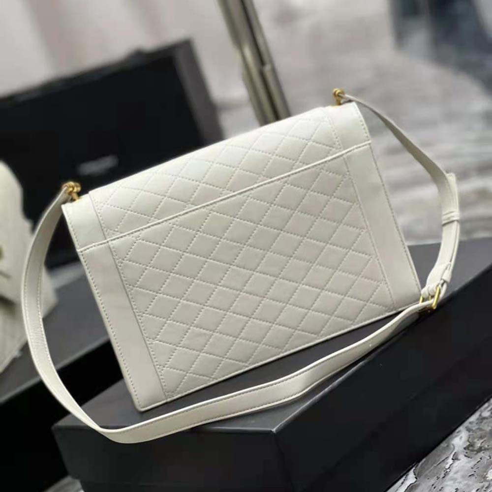 Saint Laurent YSL Women Gaby Satchel in Quilted Lambskin-White - image 4