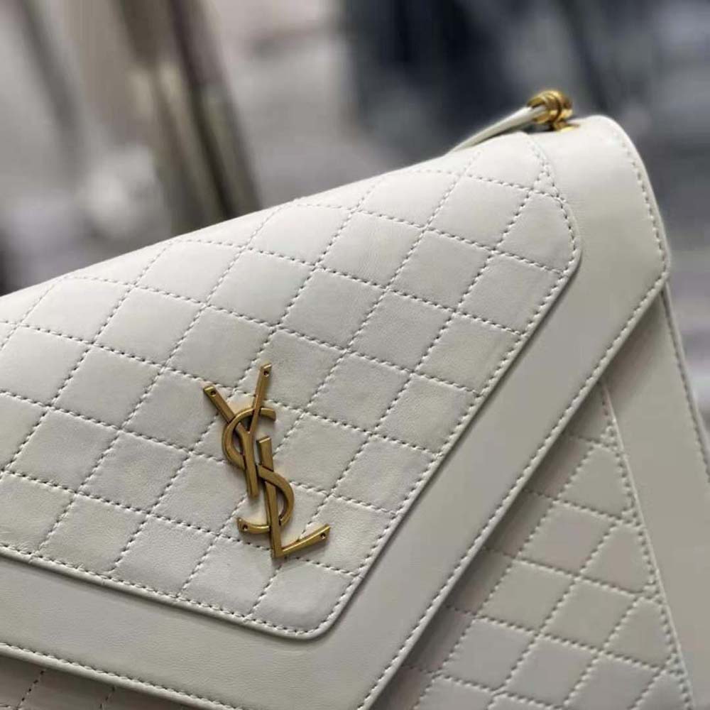 Saint Laurent YSL Women Gaby Satchel in Quilted Lambskin-White - image 6
