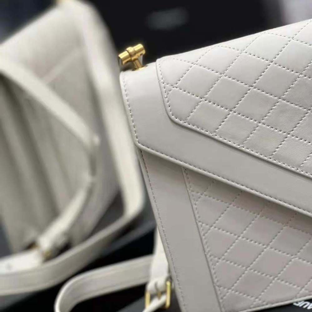 Saint Laurent YSL Women Gaby Satchel in Quilted Lambskin-White - image 8