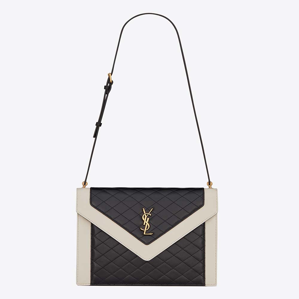 Front view of Saint Laurent YSL Women Gaby Satchel in black vintage lambskin